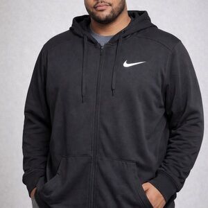 Nike Black Full-Zip Hoodie with White Logo